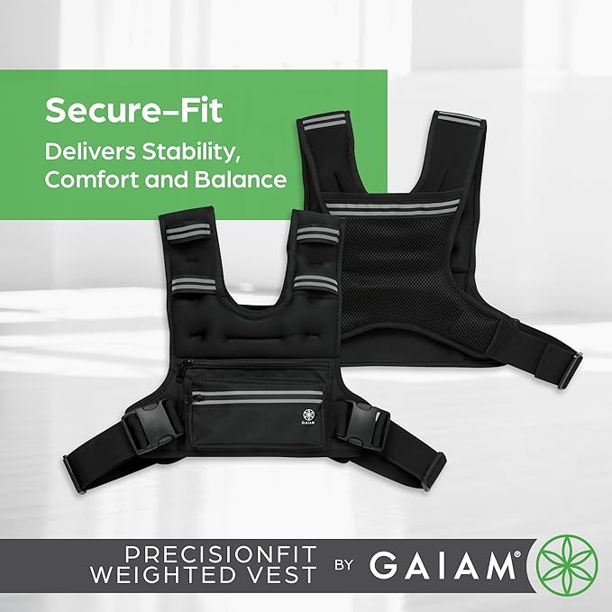 Gaiam PrecisionFit Weighted Vest for Women and Men, Adjustable Weighted Workout Vest for Walking, Running, Strength Training
