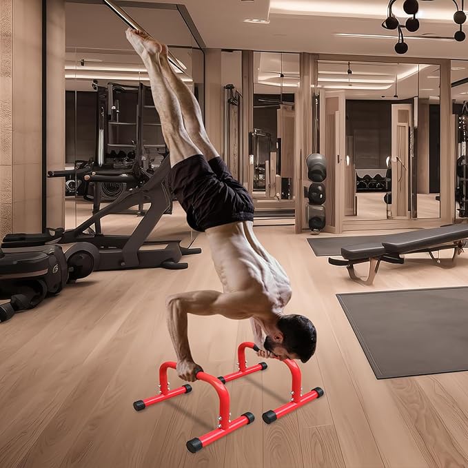 Push Up Bar, Parallettes Bars, No Wobbling Calisthenics Equipment for Handstand, L-Sit, Gymnastics, Calisthenics, Strength Training Parallel Bars for Men and Women