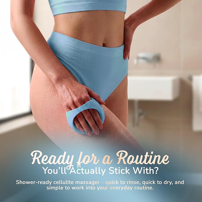 Cellulite Massage Tool & Lymphatic Drainage Massager - Silicone Anti Cellulite Massage Brush for Body Sculpting with Ergonomic Handle - Cellulite Remover for Legs, Thighs and Belly - Blue