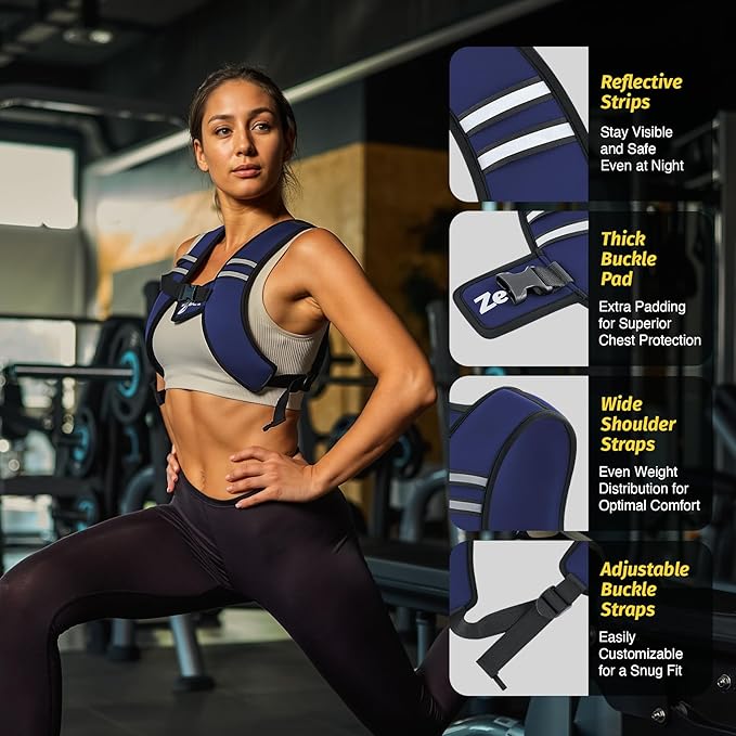 ZELUS Weighted Vest, Washable Z-Fit Soft Iron Weighted Vest for Women and Men, 5/10/15 lb Weight Vest with Reflective Strips & Adjustable Straps, Ultra Thin Weight Vest for Gym Strength Training