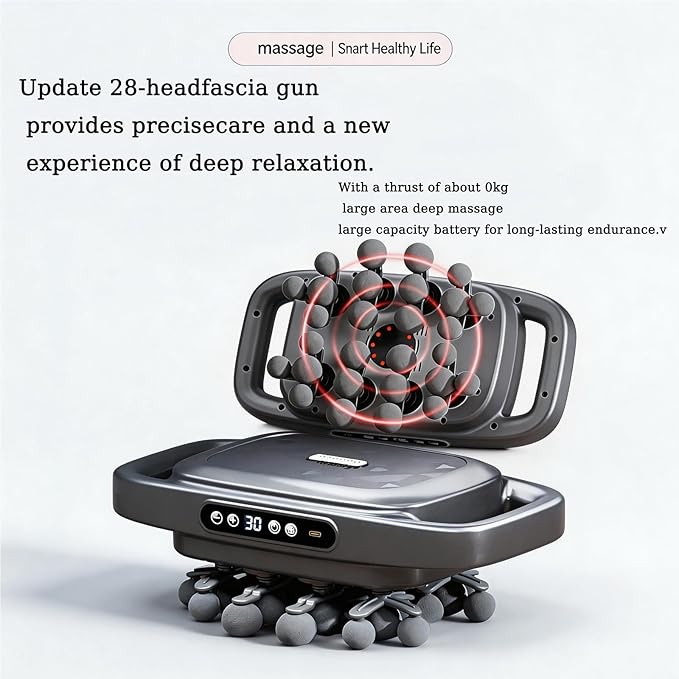 Massage Gun Deep Tissue, 28 Head Back Massage Deep Tissue Pain Relief for Athletes, Percussion Muscle Massager Rechargeable for Shoulder, Neck, Leg & Foot, Use at Home,Office,Gym