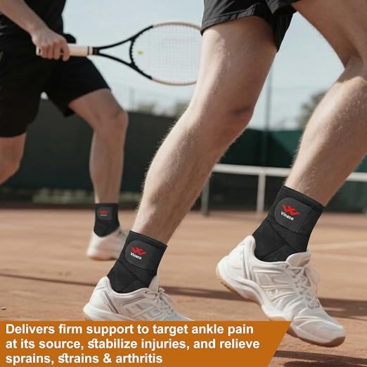 Vinaco Ankle Brace, 2 Pack Breathable & Strong Ankle Brace for Sprained Ankle, Stabilize Ligaments, Prevent Re-Injury, Ankle Braces for men & women with Adjustable Wrap, ankle support for men