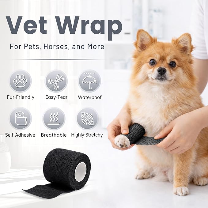 40 Pack Self Sticking Bandage Wrap, Professional Self Adhesive Bandage for Ankle Support Wrist Tape Baseball, Black Athletic Tape, Breathable Cohesive Bandage Wrap for Finger Toe Protection