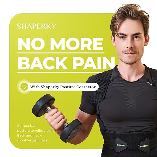 SHAPERKY Posture Corrector for Women and Men - Adjustable Upper Back Brace - Breathable Back Support straightener - Providing Pain Relief from Lumbar&Shoulder (S-M)