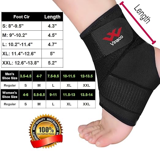 Vinaco Ankle Brace, 2 Pack Breathable & Strong Ankle Brace for Sprained Ankle, Stabilize Ligaments, Prevent Re-Injury, Ankle Braces for men & women with Adjustable Wrap, ankle support for men