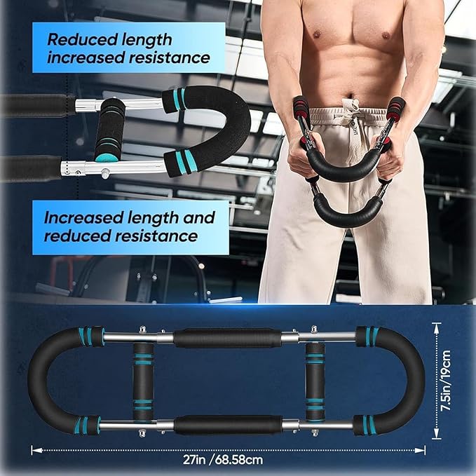 Arm Trainer, Adjustable 20-110lbs Chest Workout Equipment, Portable Arm and Chest Muscle Trainer, Gorilla Bar for Chest Workout, Upper Body Workout Equipment for Men and Women