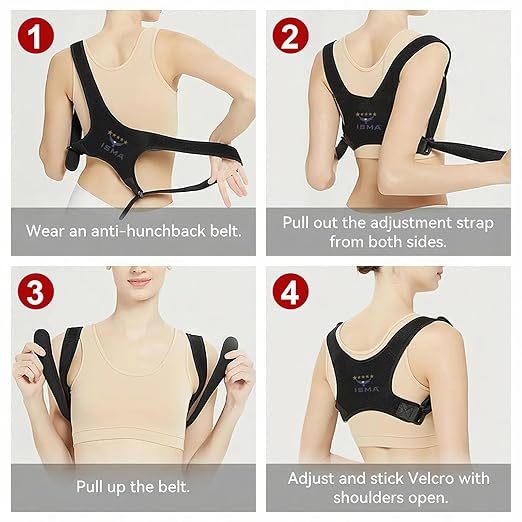 ISMA Posture Corrector Adjustable Back Brace Spine Support Shoulder Pain Relief Upper Back Alignment Comfort Men Women Therapy Brace