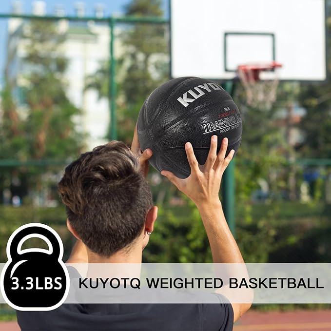 KUYOTQ 3LBS/3.3LBS/2.2LBS Weighted Heavy Training Basketball 29.5/28.5" in and Outdoor Improving Handling Dribbling Passing Rebounding Skill Composite Size 7/6 Weighted Training Basketball Equipment