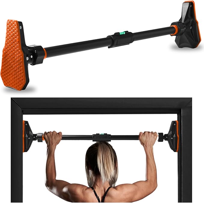 SQUATZ Adjustable Pull-Up Bar - Strength Training Exercise Equipment with Automatic Locking, Adjustable Width 29 to 45 inches, Upper Body Workout Bar for Men and Women Home Gym Exercise