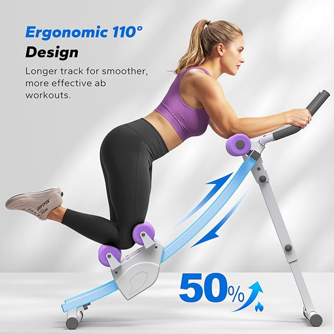 MERACH Ab Machine, Adjustable Ab Trainer Machine, AB Workout Equipment for Home Gym, Independent Dual Tracks for Mountain Climber, Foldable for Home Exercise, Load Capacity 440 LBS
