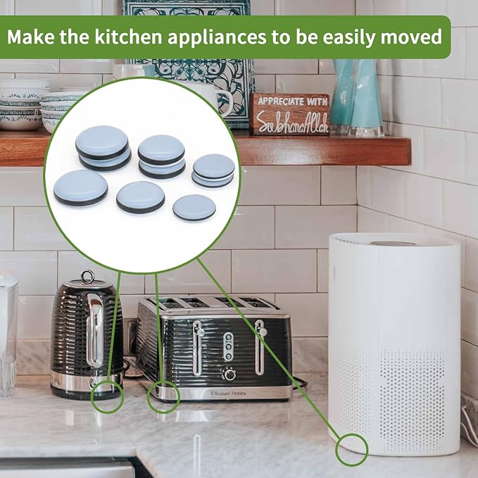 Appliance Sliders for Kitchen Appliances, Kitchen Appliance Sliders for Counter, Self Adhesive Small Appliance Slider - 3/4'', 7/8'', 1'', 24PCS Value Pack Blue