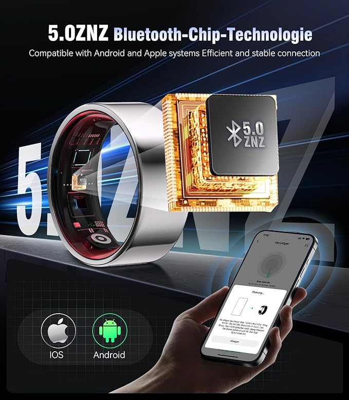 8.0 Smart Ring and Charging Case【Industry First – 0 Measurement Error】【IP68 Waterproof】 2025 Smart Ring for Women & Men for Sleep Tracking Wearable Device,Fitness Ring Sliver 8#