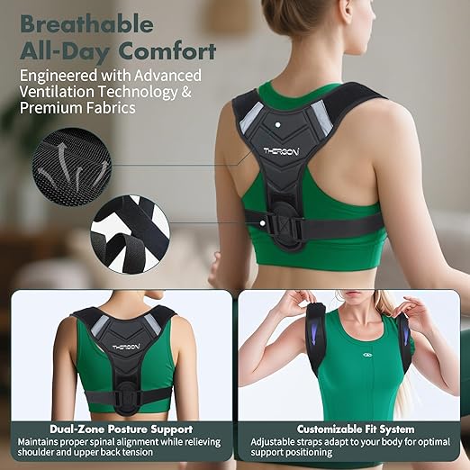 Posture Corrector for Women and Men, Adjustable Back Brace for Spine Alignment & Shoulder Support, Comfortable & Breathable Clavicle Straightener, Supports Better Posture & Reduces Upper Back Discomfort (Large,Chest Size 29"-43")