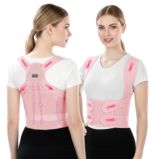 Back Brace Posture Corrector for Women and Men, Full Back Support Straps Straightener, Hunchback Improve Posture-Shoulder, Lumbar and Upper Lower Back Pain Relief (Pink, M)