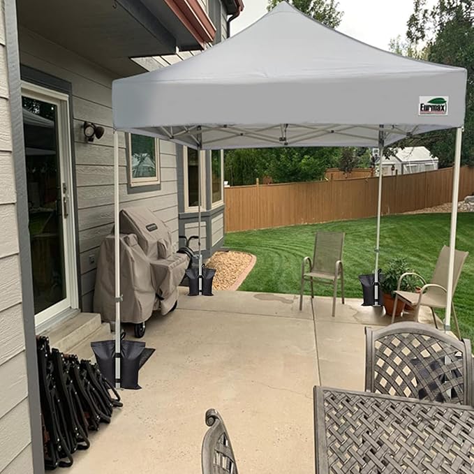 Eurmax USA 130LBS Weight Capacity Pop up Gazebos Weights Sand Bags for Pop up Canopy Tent Pergola Outdoor Instant Canopies, 4-Pack (Without Sand) Grey