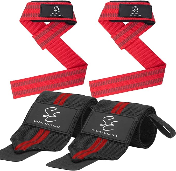 Special Essentials Wrist Straps for Weightlifting and Weightlifting Wrist Wraps for Men & Women (2 Pair Bundle) Premium Padded Neoprene - Gym Lifting Straps