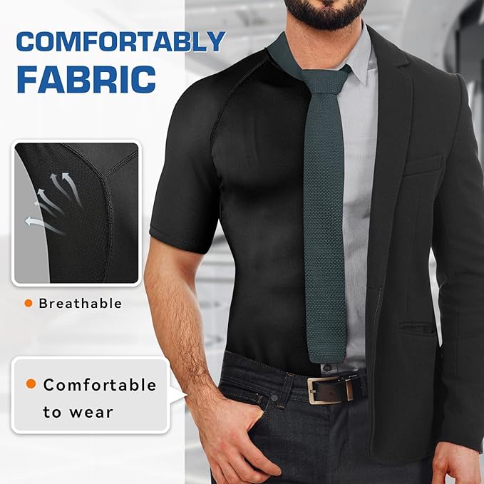 Cimkiz Men's Waist Trainer Sauna Suit Shirt, Gym & Exercise Compression Vest, Sweat-Boosting Workout Top
