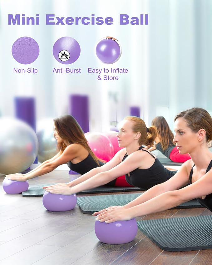 9 Inch Pilates Ball Small Exercise Ball, Workout Ball for Barre, Pilates, Yoga, Stability, Workout, Balance, Fitness at Gym Home Office