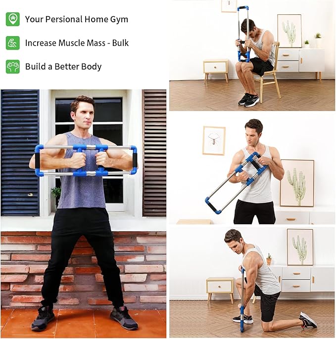GoFitness Push Down Bar Machine - Chest Expander at Home Workout Equipment for Chest, Arm, Shoulder, Abs and Back - Portable Upper Body Trainer for Home, Travel or Outdoors