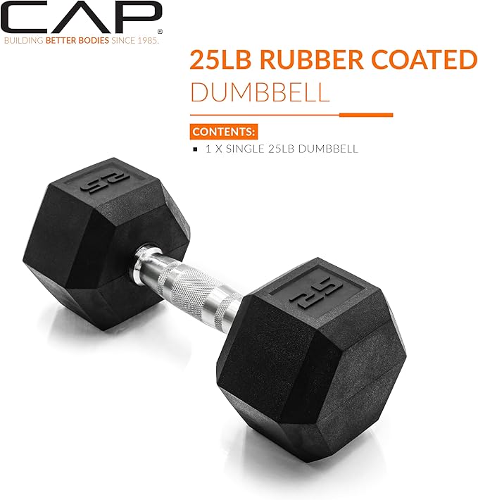 CAP Barbell Coated Hex Dumbbell Weight - Single | 10-120 lbs | Multiple Options
