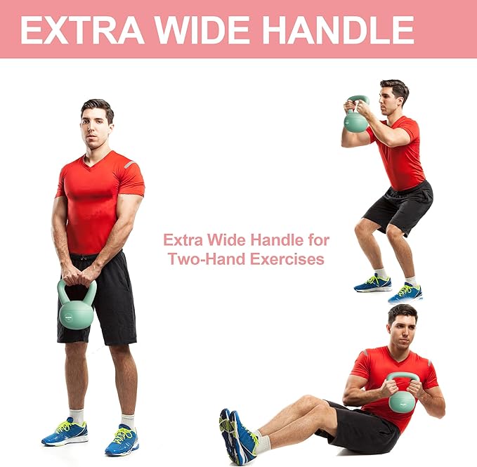 RUNWE Soft Kettlebell - Weight Options for 25, 20, 15, 10 and 5 LB Strength Training Kettlebells Weight Iron Sand Filled Shock-Proof Hand Weights for Women Men or Children