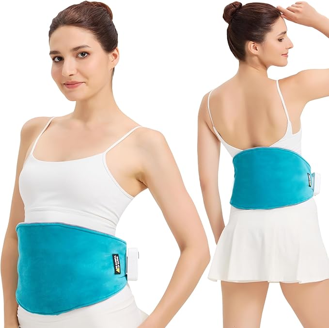 Cordless Back Heating Pad for Back Pain Relief, Massager Vibration Low Noise Upgraded 5000mAh Rechargeable Battery Heating Pad for Back, Heated Wrap for Back, Auto Shut Off