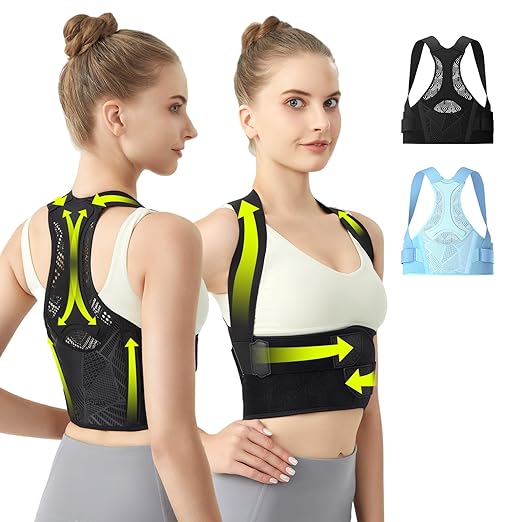aoFIT Posture Corrector for Women - Lightweight and Breathable Back Brace for Pain Relief, Rounded Shoulders and Hunchback, Compact & Portable with Fashionable Design, Invisible Under Clothes Black S