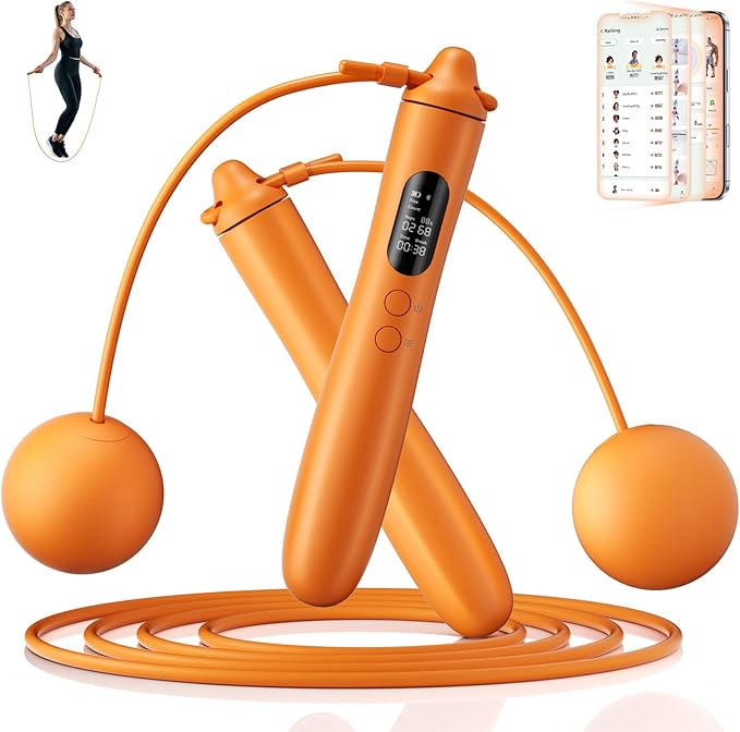 Smart Jump Rope, Wireless Jumping Rope, Supports Game App Interaction, Suitable for Home and Gym exercise, Fitness Skipping Rope, Suitable for Women, Men, Adults and Children