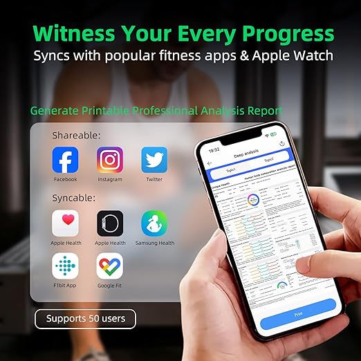 DEKABR Smart Scale for Body Weight, 8 Electrode Digital Bathroom Scale for Body Fat BMI Muscle Mass, 57 Body Composition with Voice Prompt, TFT LCD on Retractable Handle for Home & Gym