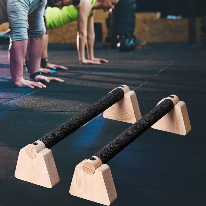 Colaxi 2Pcs Push up Bar Parallettes Bar for Adults Non Slip Base Exercise Home Workout Equipment Wood Push up Stand for Strength Training, Planks Calisthenics, Floor Workouts