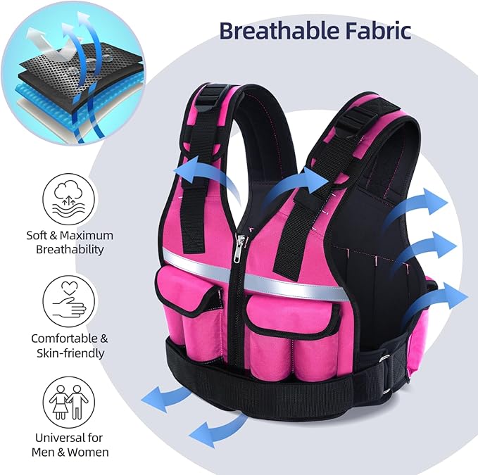 Sportneer Adjustable Weighted Vest Weights: 2-18 lbs/2-40 lbs Washable Weight Vest for Walking 16 In 1 Fast Adjust Rucking Vest for Women and Men Home Gym Running Jogging Strength Training Vests