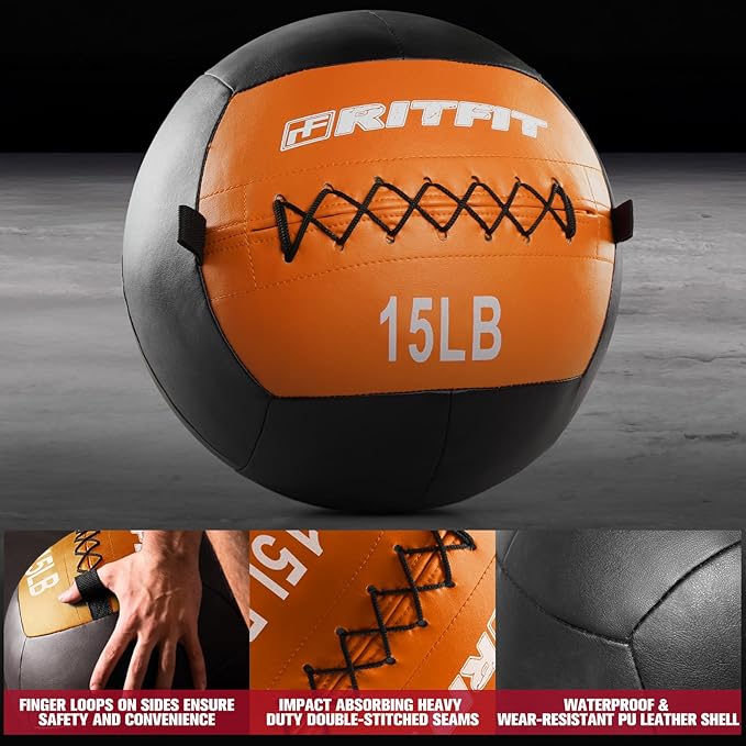 RitFit Soft Medicine Ball/Wall Ball for Strength and Conditioning Workouts, Core Training