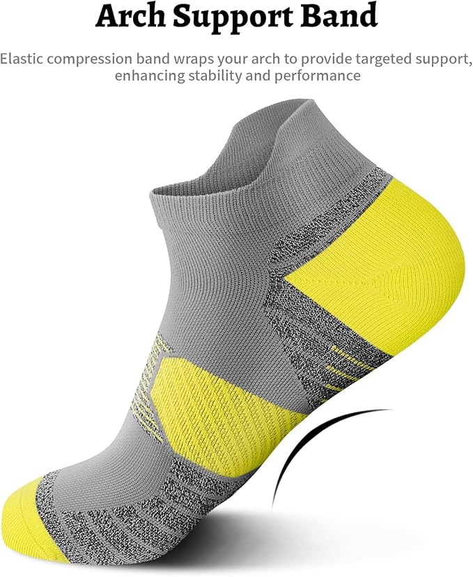 PAPLUS Compression Running Socks Women (6 Pairs), Ankle Athletic Socks Low Cut with Arch Support