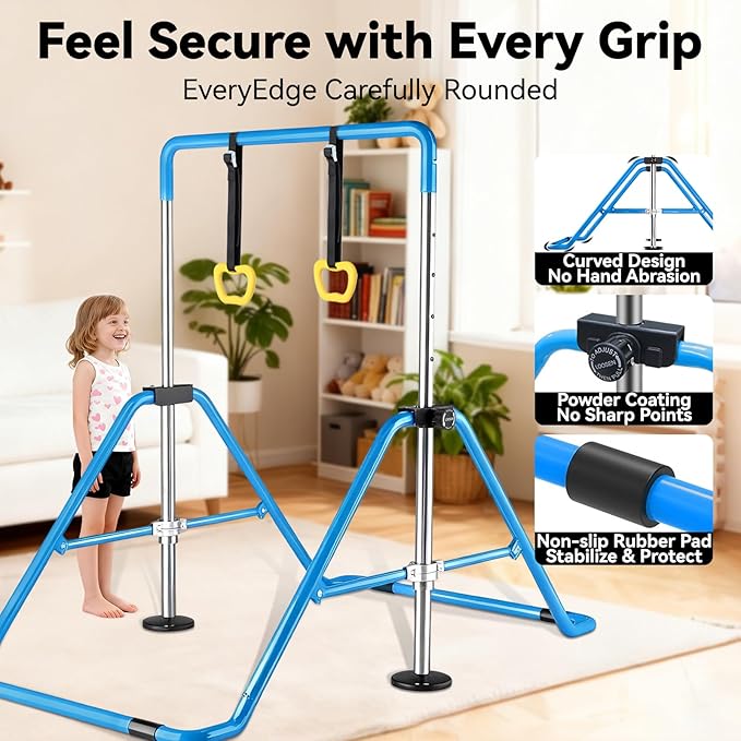 Kids Gymnastics Bar Gymnastic Equipment for Home Adjustable Height Gymnastic Training Bar Gymnastic Stuff for 3-7 Years Old Girls