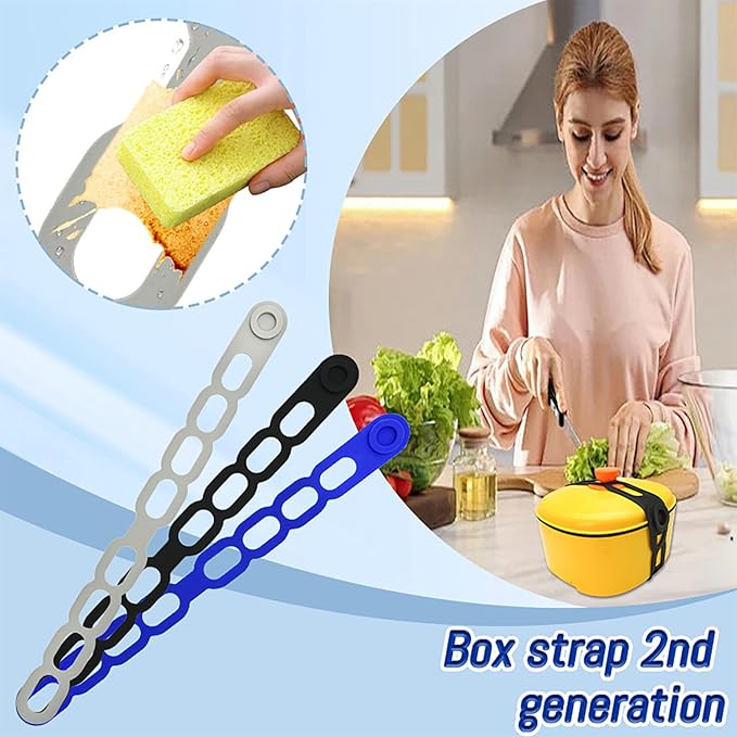 21.3 Inch Reusable Silicone Tie - Self-Locking Elastic Strap for Bento Box/Slow Cooker Lid/Pot, Multi-Use Organizer for Cords/Curtain/Yoga Mat/Camping Gear, BPA-Free & Dishwasher Safe (Blue 3PCS)