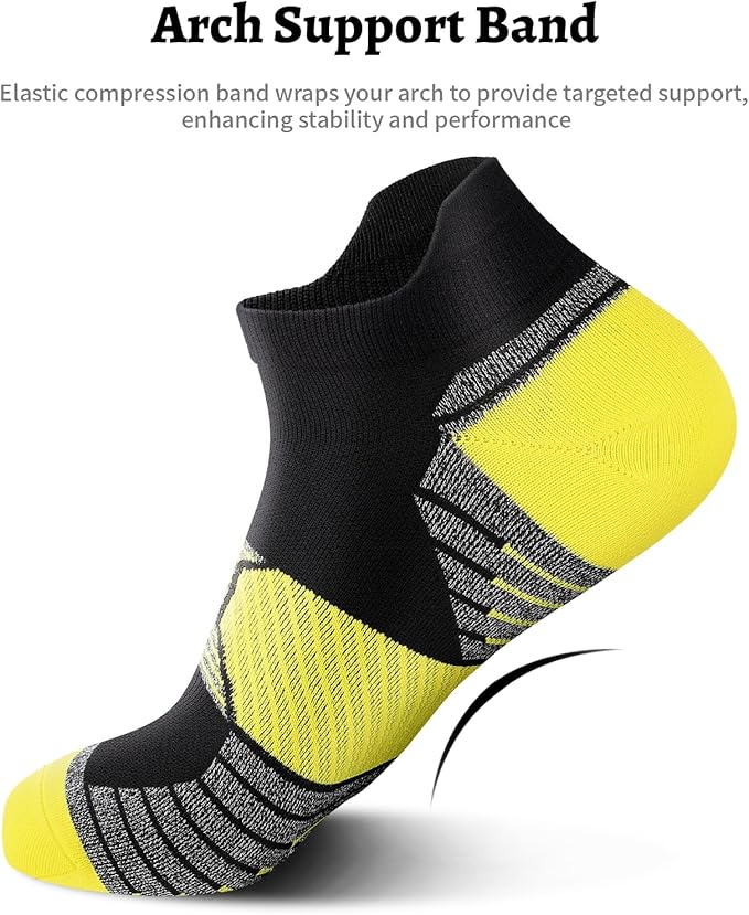 PAPLUS Compression Running Socks Women (6 Pairs), Ankle Athletic Socks Low Cut with Arch Support