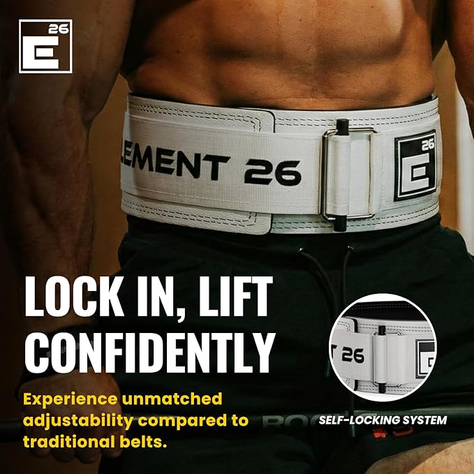 Element 26 Hybrid Leather Weight Lifting Belt for Men & Women - Self locking Adjustable Leather Belt for Powerlifting, Olympic lifting & Functional Fitness - Weight Belt, Squat Belt, Back Support