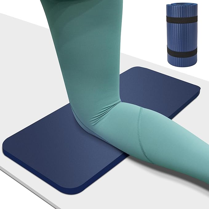 Yoga Knee Pad Cushion 0.8inch (20mm) Thick Yoga Mat with Carrier Strap for Pain Free Knees, Elbows, Wrists and Back, Workout Mats for Home Gym, Pilates, Planks, Ab Rollers (24"x10"x0.8")