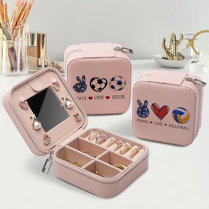 Soccer Gifts Jewelry Box for Women, Female Soccer Lovers' Accessories, Travel Jewelry Case Organizer
