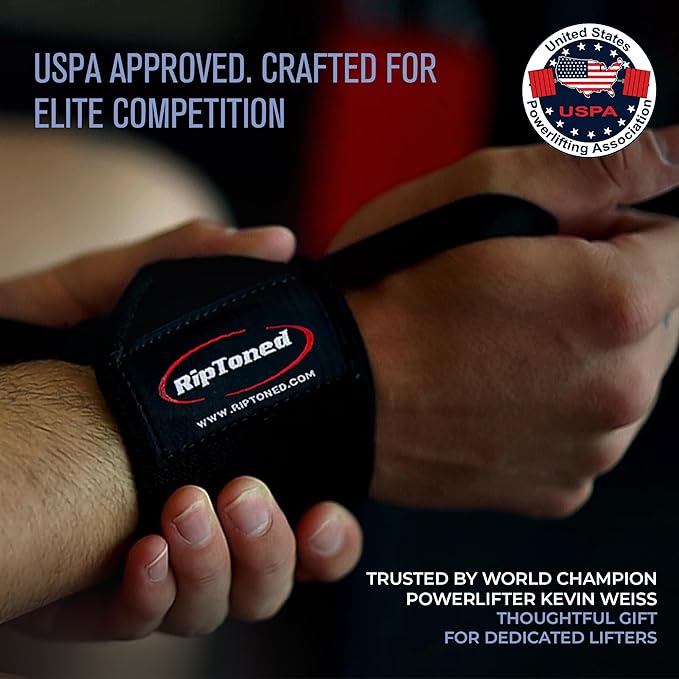 Rip Toned Wrist Wraps for Weightlifting – USPA & USAPL Approved 18" Wrist Straps for Powerlifting – Adjustable, Durable Gym Wraps with Thumb Loop – Maximum Support for Men & Women