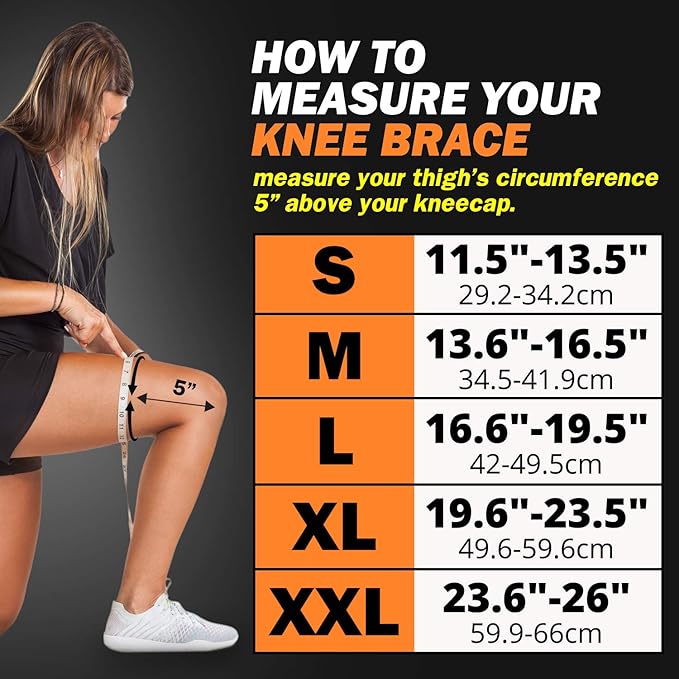 POWERLIX Leg Sleeve - Best Knee Brace for Leg Pain for Men & Women Knee Support for Running, Basketball, Weightlifting, Gym, Workout, Sports Please Check Sizing Chart (Orange, Large)