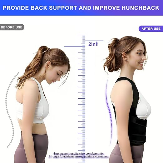Posture Corrector for Women & Men,2-in-1 Back Brace with Shoulder Support, Adjustable Full Back Straightener for Upper & Lower Back Pain Relief, Hunchback,Scoliosis & Spine Alignment