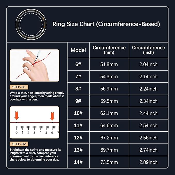 FKGZJF Smart Ring for Women Men, Fitness Ring with Heart Rate, Blood Oxygen, HRV, Stress, Sleep Tracker, Step Tracker, No Subscription Fee, lP68 Waterproof Smart Ring for iPhone & Android (Black 11#)