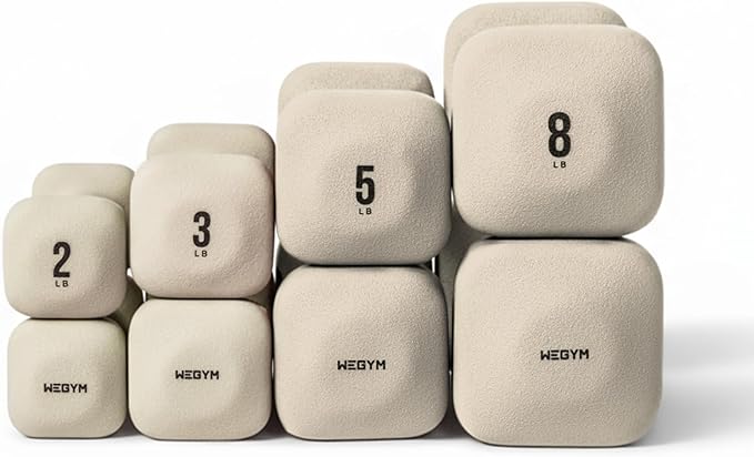 WeGym SafeGrip Square Dumbbells with Anti Slip Handles, Aesthetic Free Weights for Home Workouts, Stable Design Prevents Rolling during Floor Exercises - Set