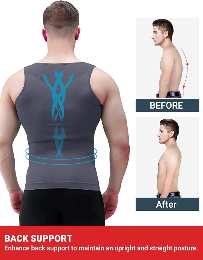 MEETYOO 1/2/3 Pack Men's Shaper Slimming Tank Top Athletic Compression Shirt with Sleeveless Undershirts for Men