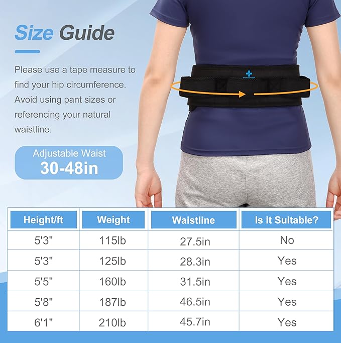 Gait Belt Transfer Belts with Handles for Lifting Seniors, Safety Gate Belt with Quick Release Buckle Nursing Safety Patient Assist for Elderly, Disabled, Physical Therapy, Caregivers(Black)