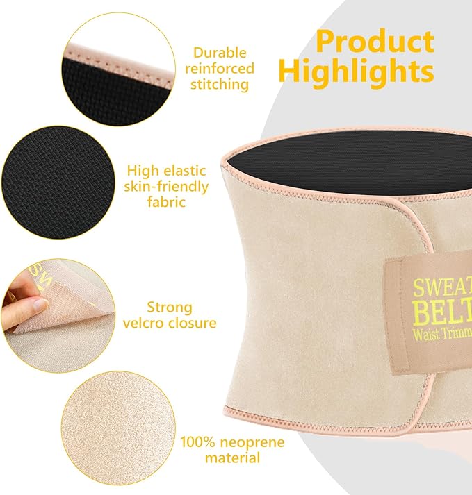 AMZBOSS Waist Trainer for Women Lower Belly Fat, Waist Sweat Band for Women, Belly Band Sweat Belt, Stomach Wrap, Body Shaper