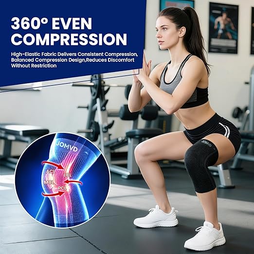JOMVD Knee Compression Sleeve for Men & Women – Knee Brace for Knee Pain, Arthritis, ACL & Meniscus Tear, Circulation, Breathable Knee Support for Swelling Relief, Injury Recovery & Daily Comfort,X-Large,1 Pack
