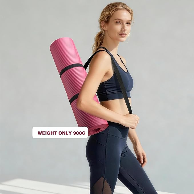 KEEP Extra Thick NBR Yoga Mat for Women & Men, 10mm Thick, 72”x24” Large Exercise Mat with Non-Slip Workout Mat for Yoga, Pilates, Stretching, Meditation – Wide & Cushioned Fitness Mat