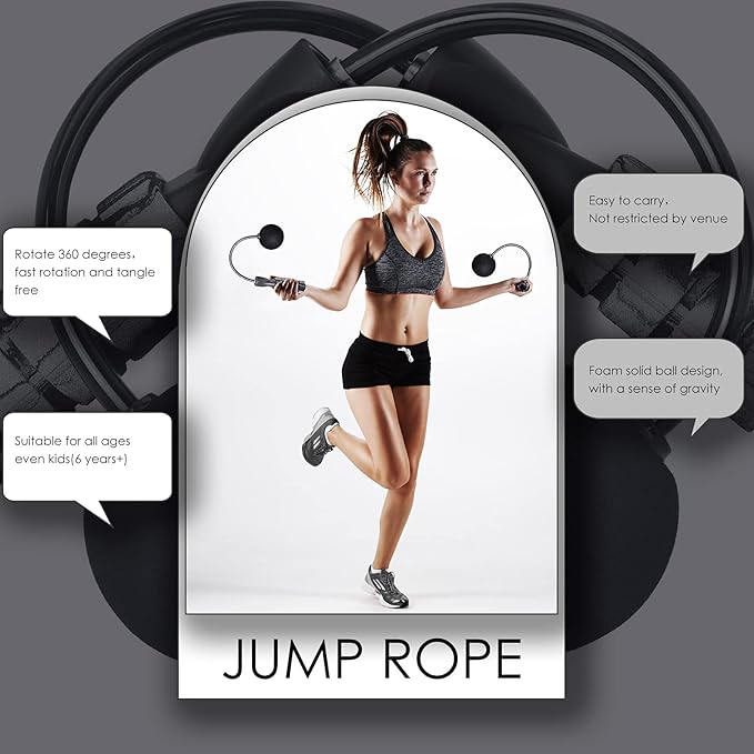 Cordless Jump Rope for Fitness with Indoor Jumping Rope Weighted Ropeless Skipping Jump Rope for Men Women Kids High-Speed Rope Skipping for Narrow Space Fit Weight Loss and General Workouts